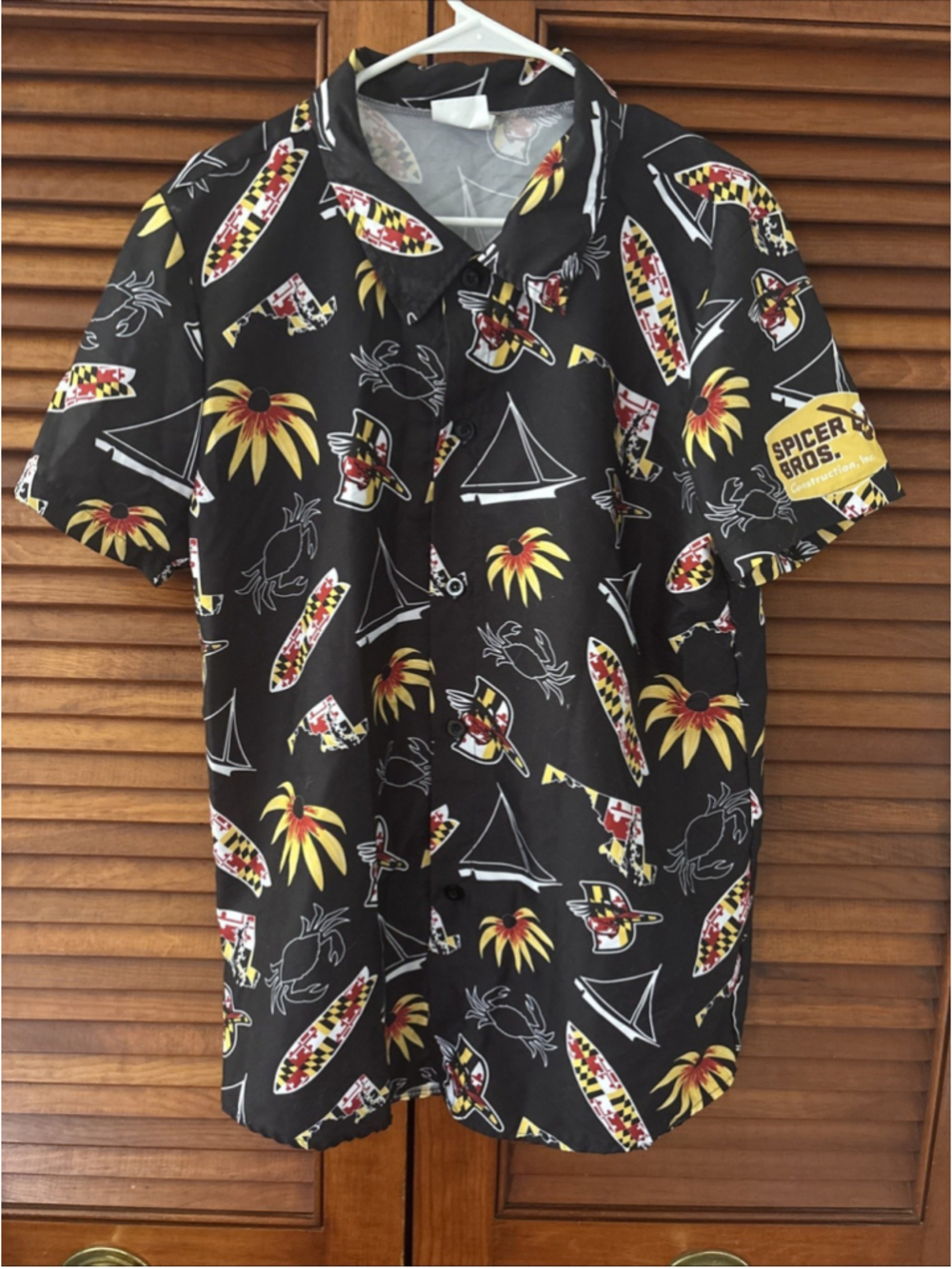 Delmarva Shorebirds SGA Hawaiian Shirt MD Pride Crab Button Up Black Adult Large